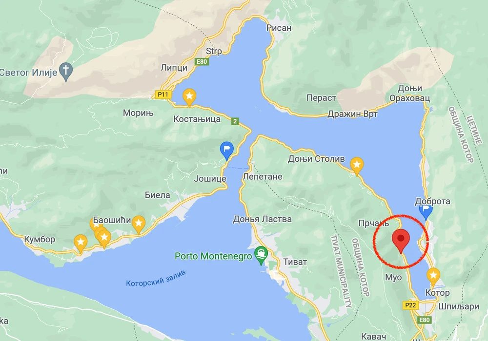 Land for sale for residential construction 1053 m². Kotor. 