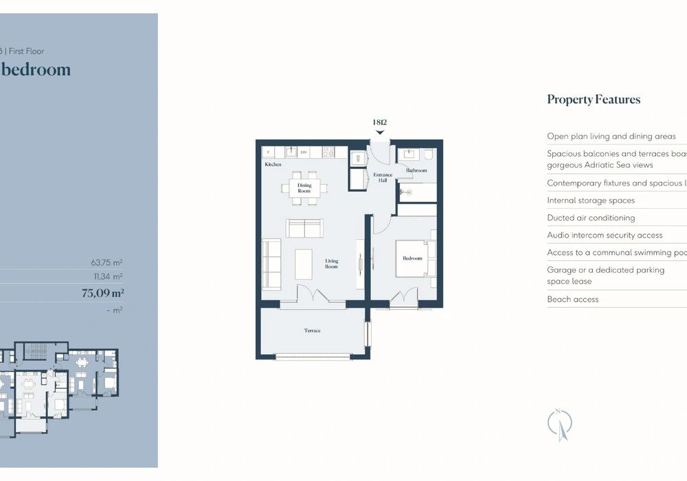 Apartments for sale 75 m². Lustica. 