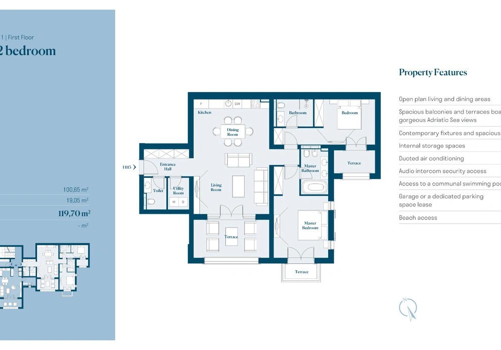 Stan na prodaju 2 собе, 120 m². Lustica. 