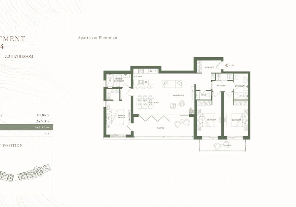 Stan na prodaju 3 собе, 143 m². Lustica. 