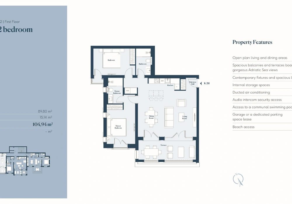 Stan na prodaju 2 собе, 105 m². Lustica. 