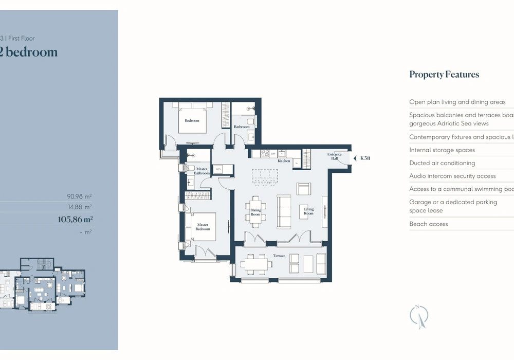 Stan na prodaju 2 собе, 106 m². Lustica. 