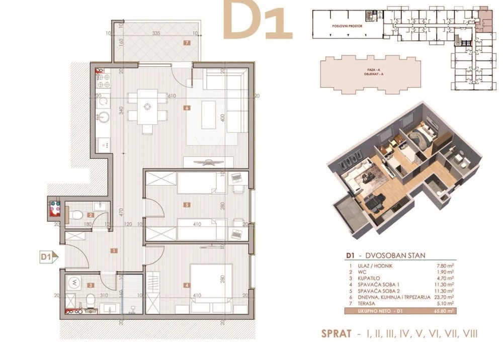 Stan na prodaju 2 собе, 66 m². Bar. 