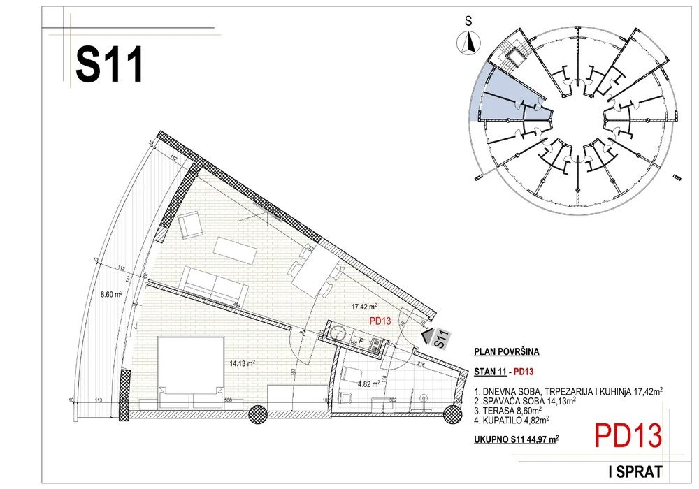 Apartments for sale 45 m². Sutomore. 