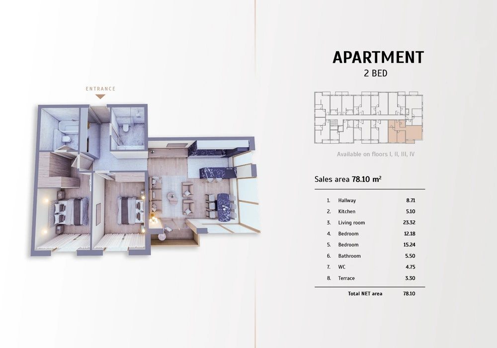 Stan na prodaju 2 собе, 78 m². Kolašin. 