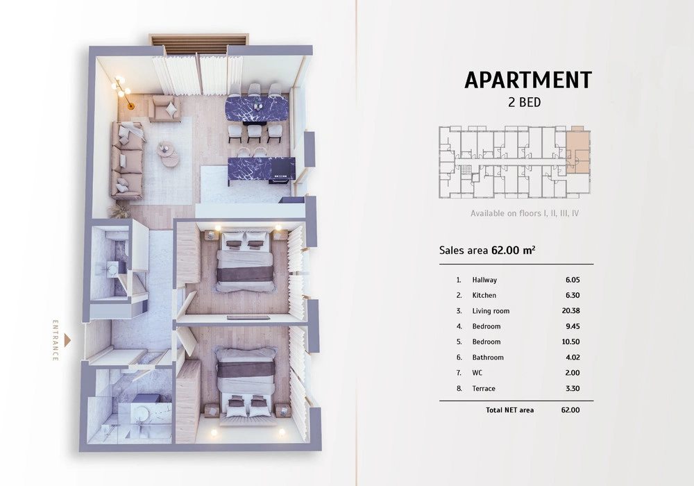 Apartments for sale 2 rooms, 62 m². Kolašin. 