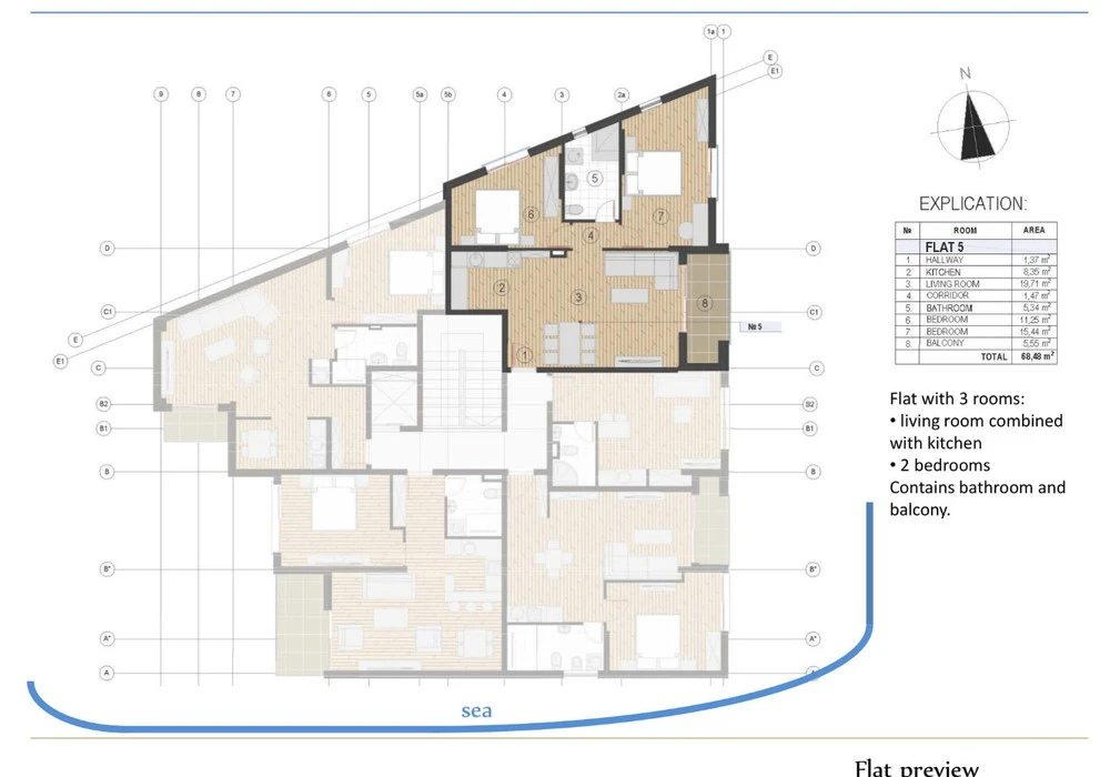 Apartments for sale 47 m². Becici. 