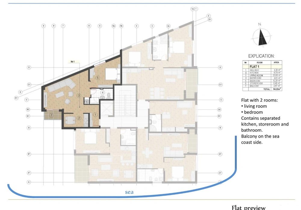 Apartments for sale 47 m². Becici. 