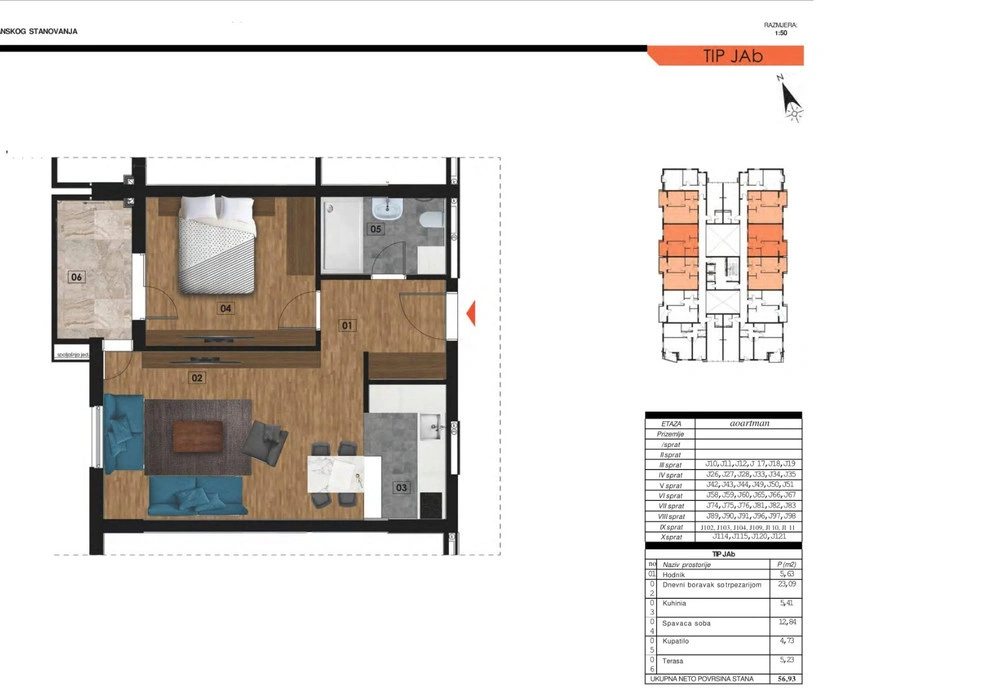 Stan na prodaju 57 m². Becici. 