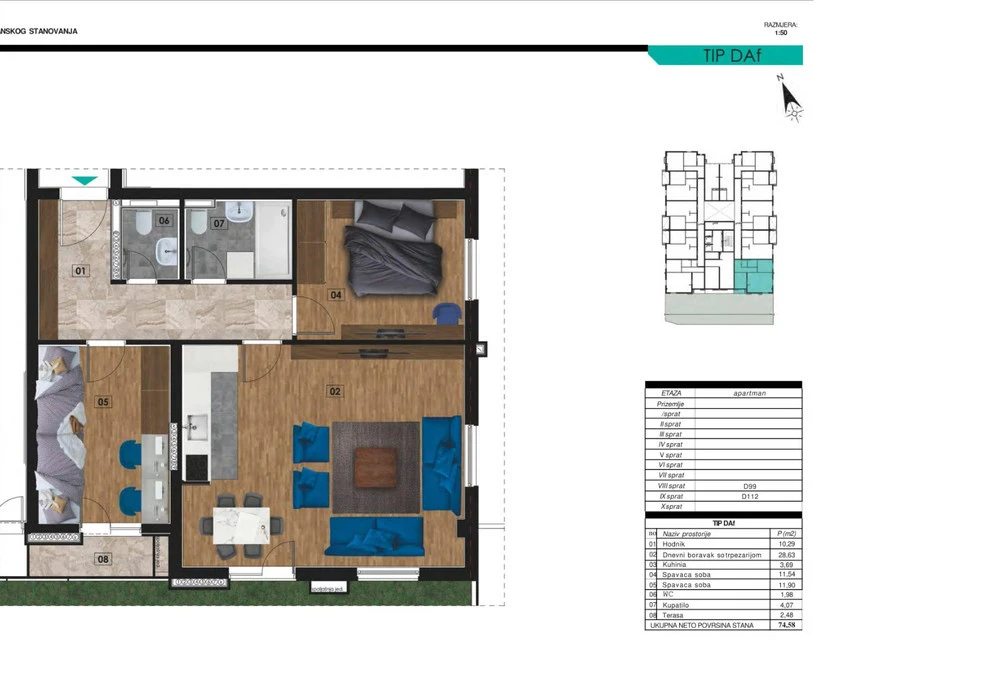 Stan na prodaju 57 m². Becici. 