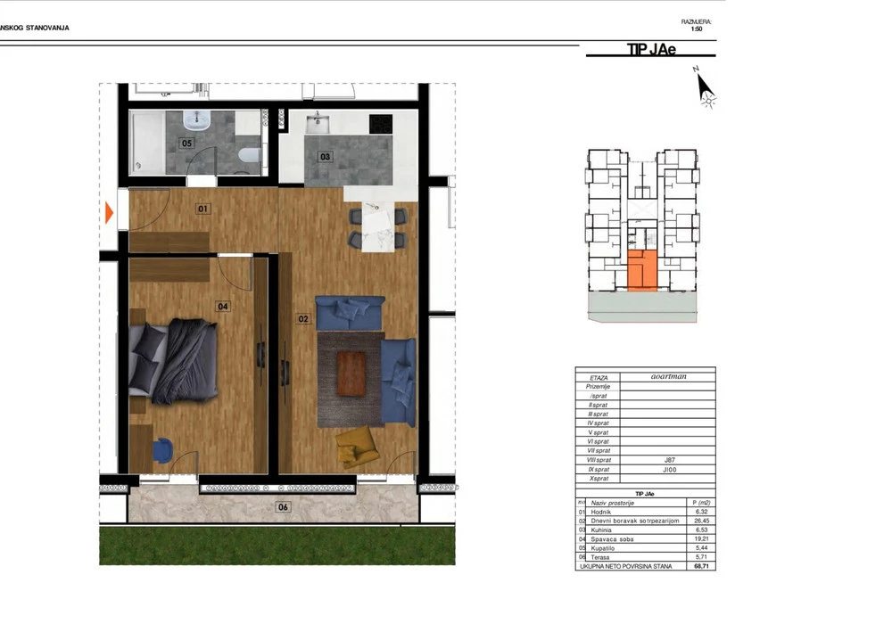 Stan na prodaju 57 m². Becici. 