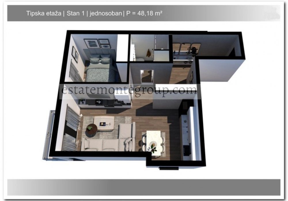 Apartments for sale 48 m². Rafailovici. 