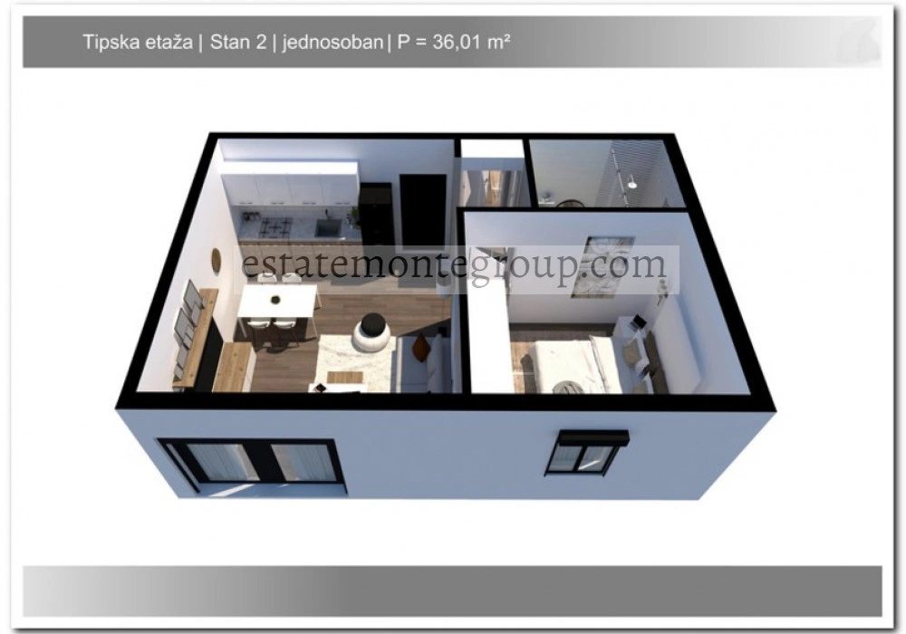 Apartments for sale 36 m². Rafailovici. 