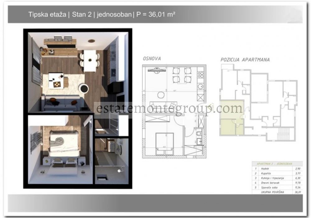 Stan na prodaju 36 m². Rafailovici. 